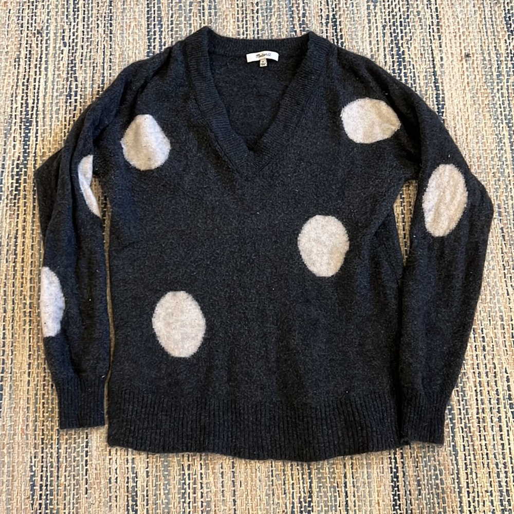 Madewell Dotted Bartlett V-Neck Pullover Sweater | Small